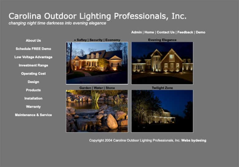 Before Screenshot for Outdoor Lighting Professionals in Raleigh