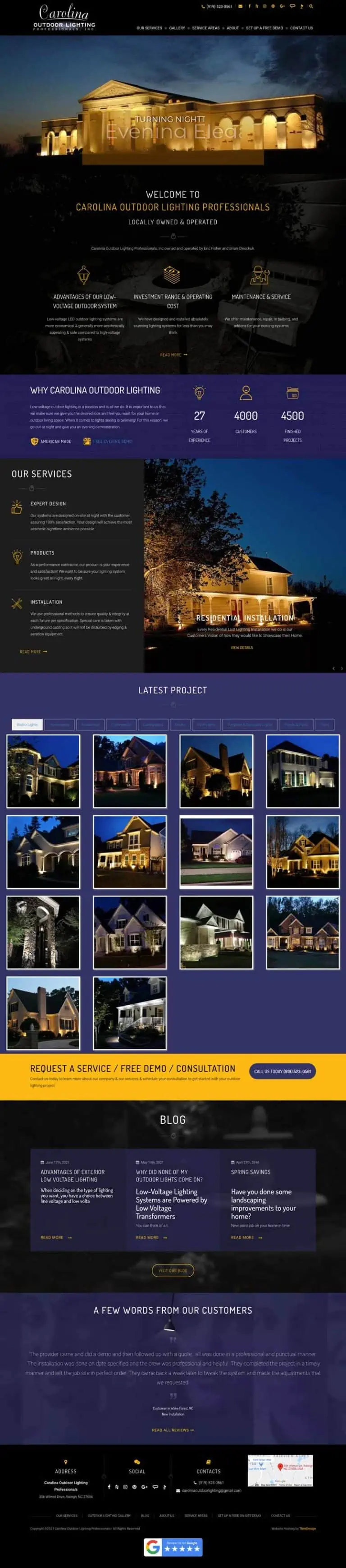 Custom Web Design for Outdoor Lighting Professionals in Raleigh