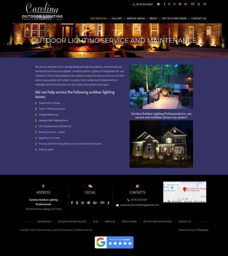 Web Design Services for Outdoor Lighting Professionals in Raleigh
