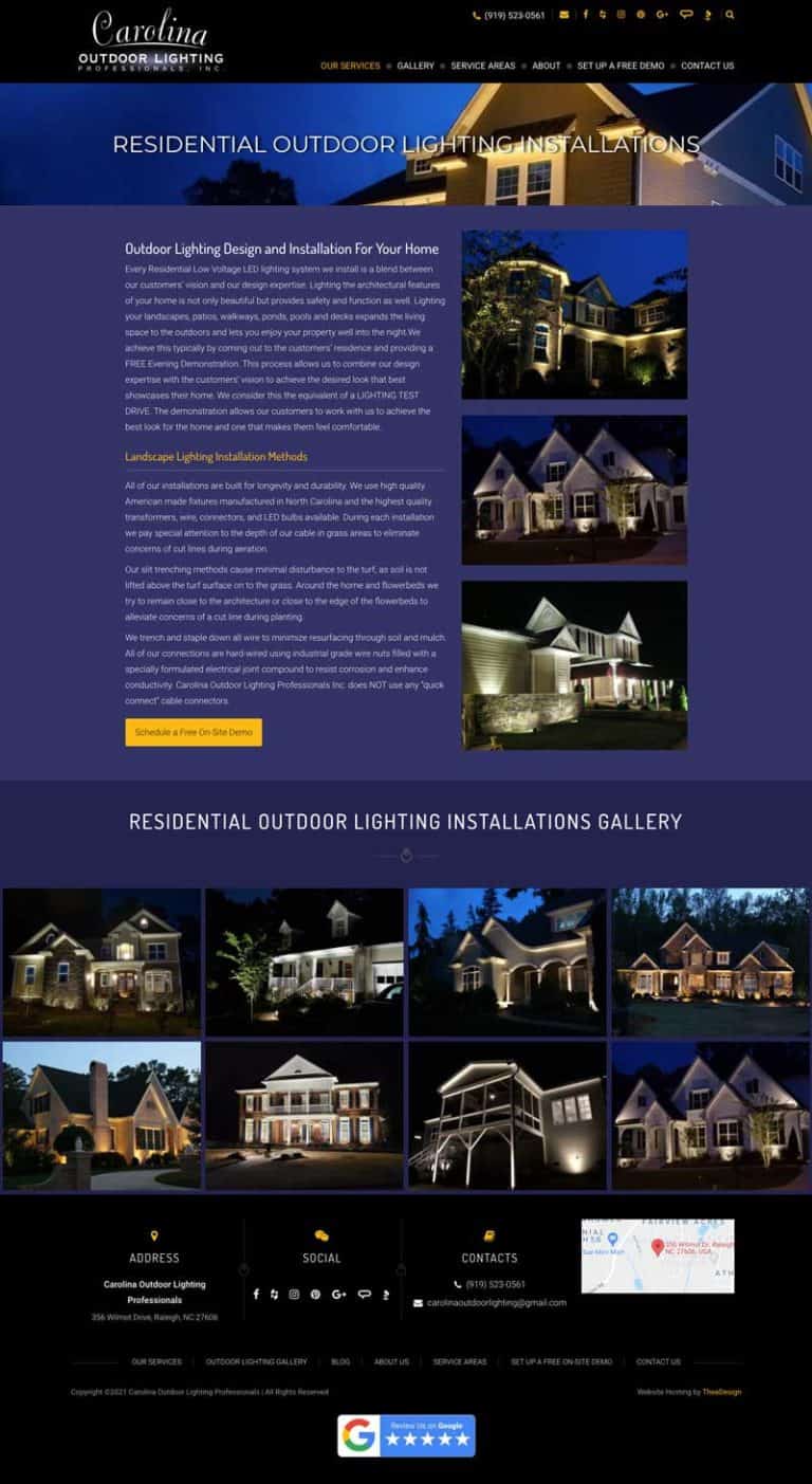 Custom Wordpress Features for Outdoor Lighting Professionals in Raleigh