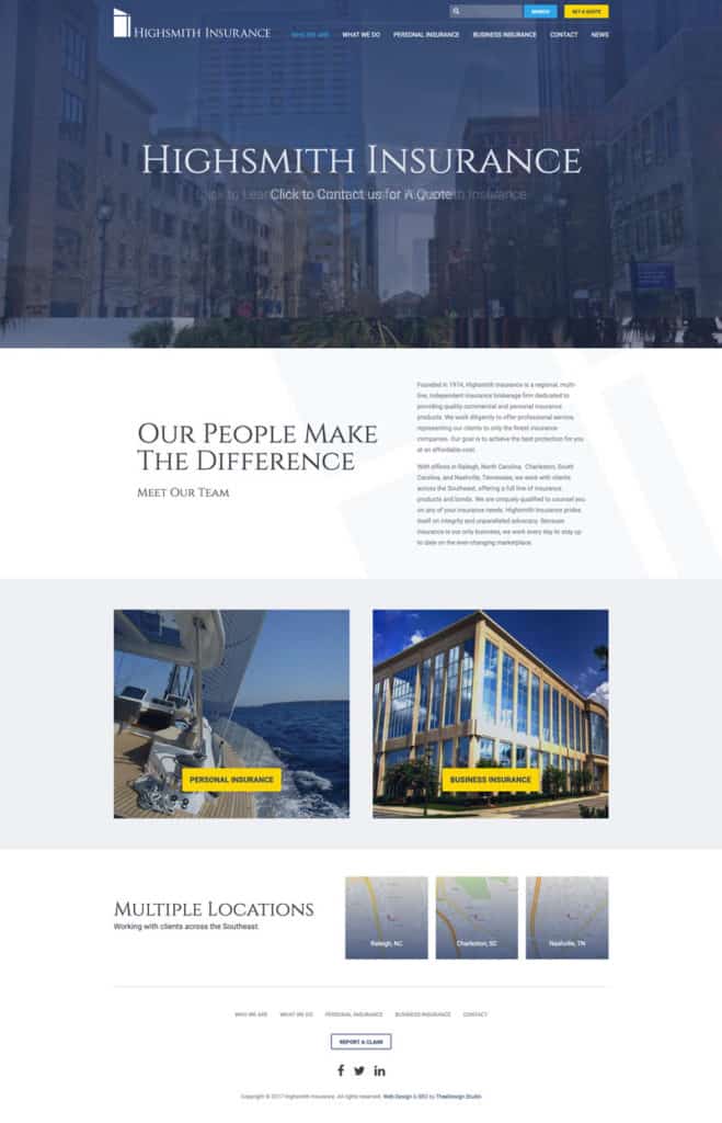 Custom Web Design and Marketing for an Insurance Business