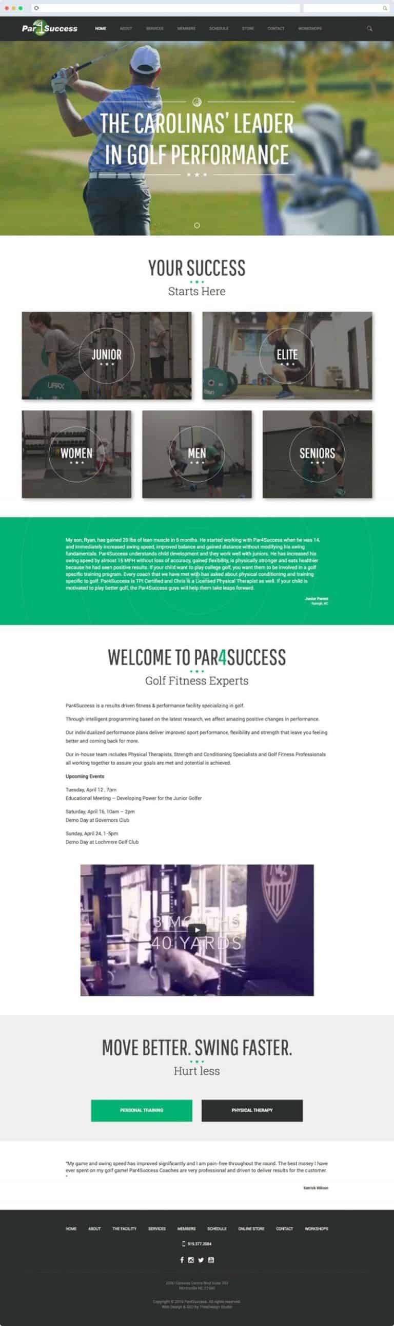 Custom Web Design for a Golf Fitness and Performance Company