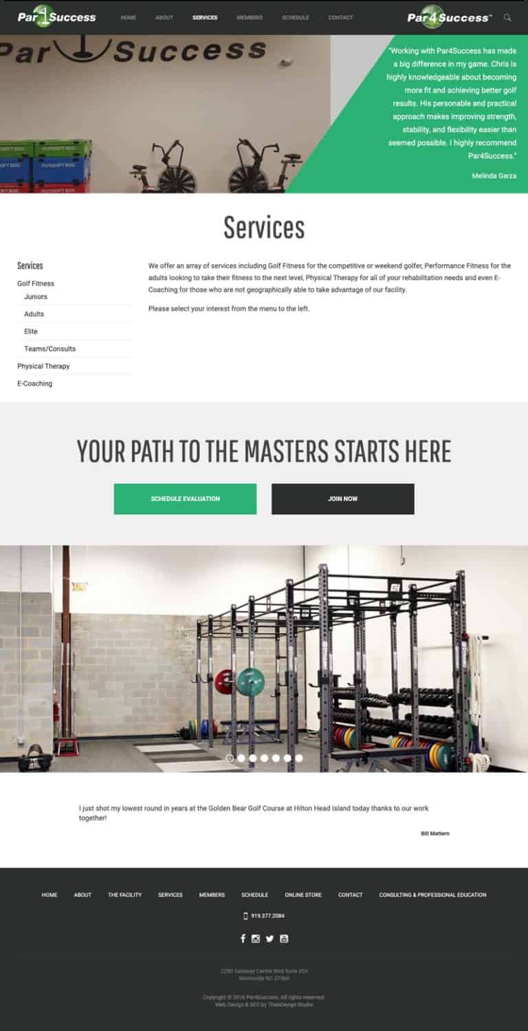 Web Design for a Golf Fitness and Performance Company