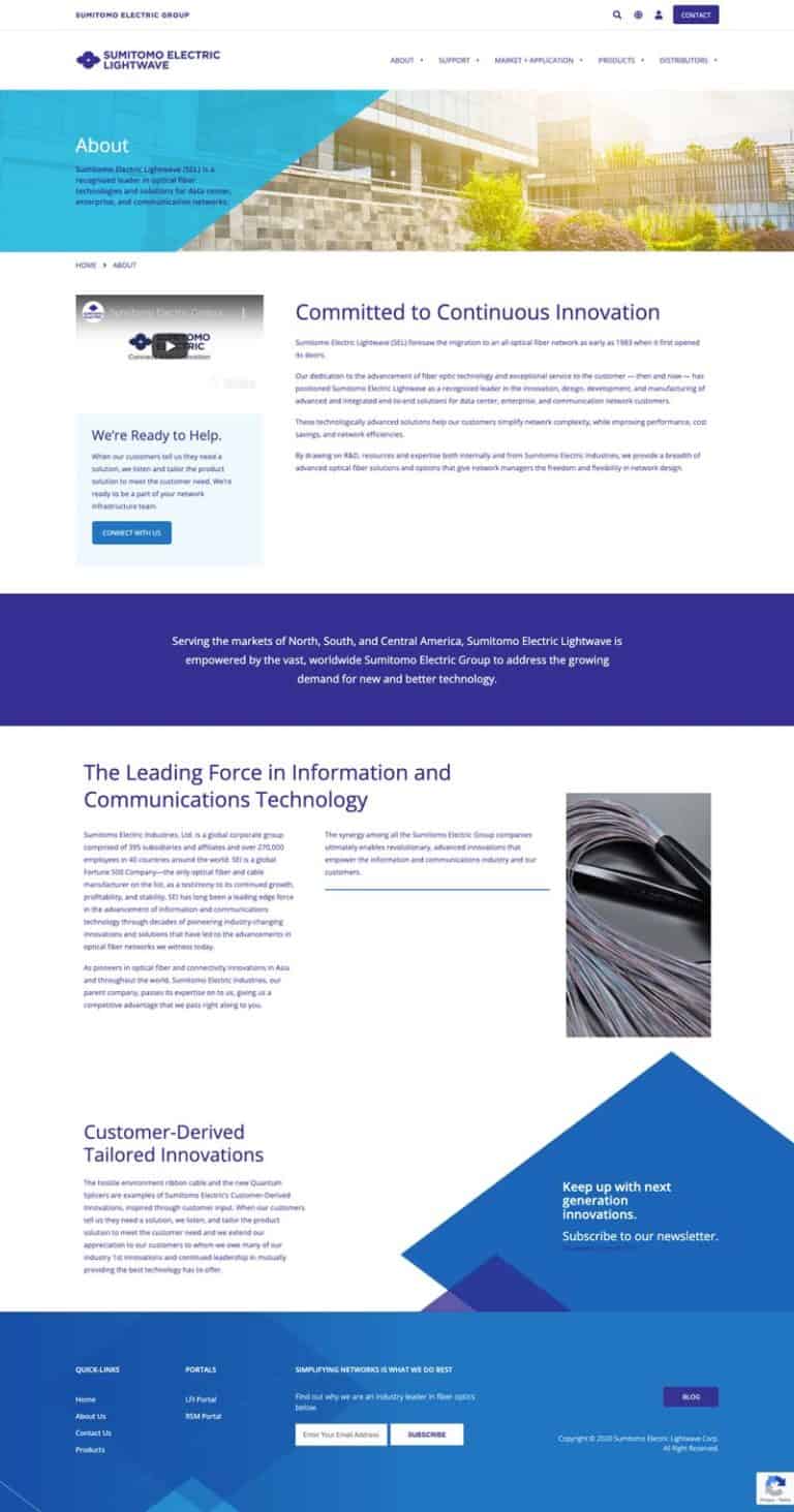 Custom Web Development for an Optical Fiber and Cable Manufacturing Company