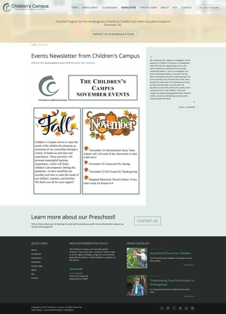 Custom Web Design for Greenville Daycare