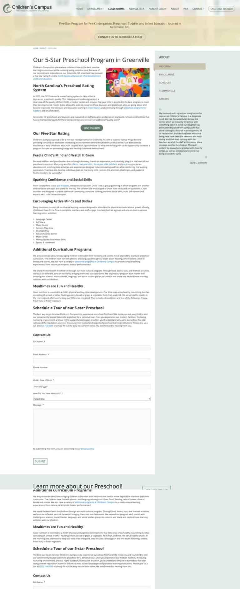 WordPress Development for Greenville Daycare