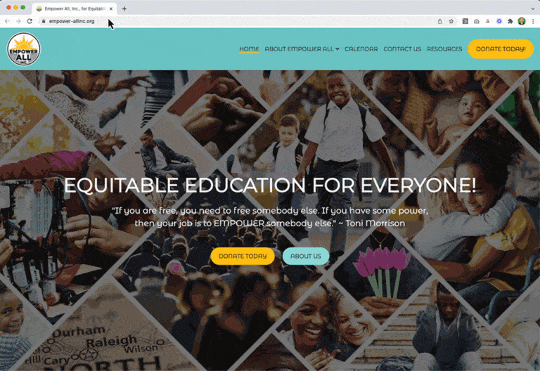 Easy-to-Find Donation Page for an Education and Social Equality Non-Profit