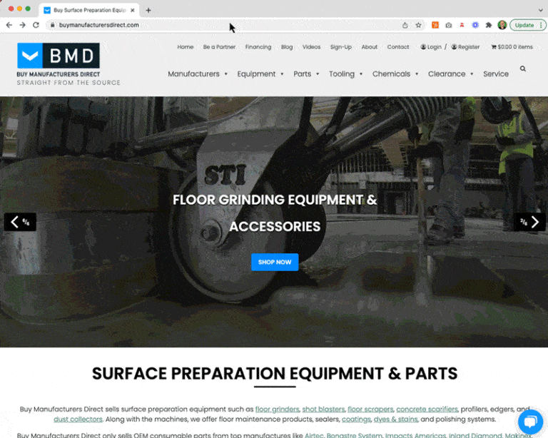 Custom features for a Retail Construction Equipment Supplier