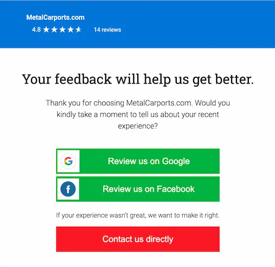 Review request for Google Business Profile or Facebook online