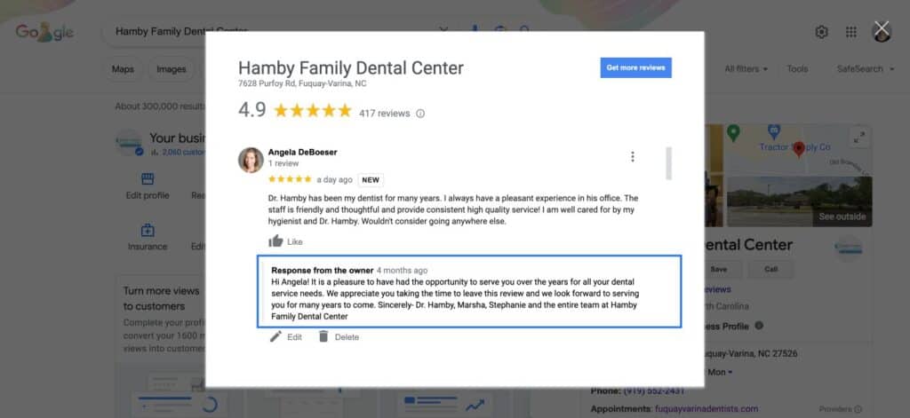 Google Business review responses