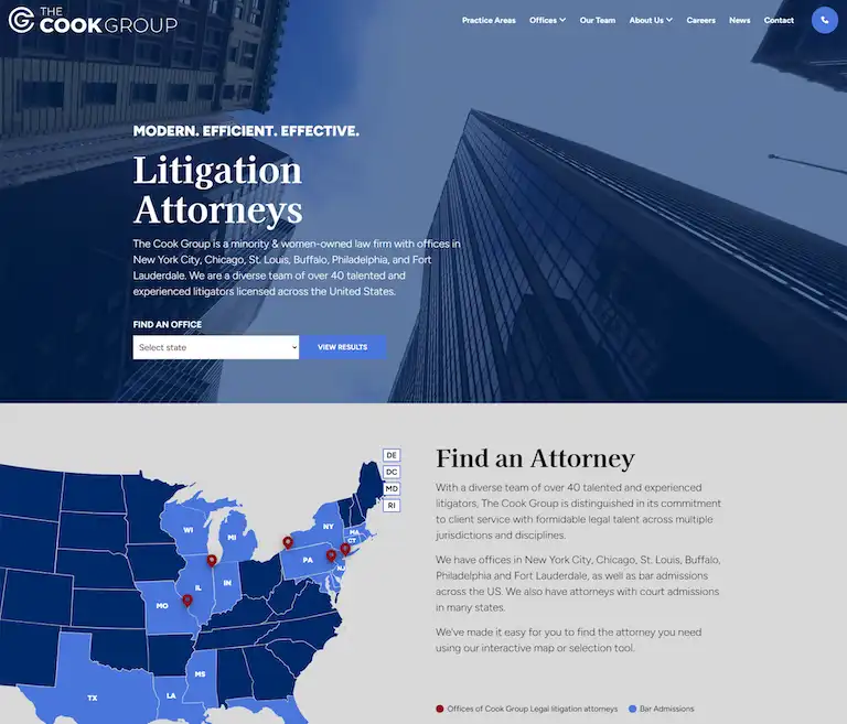 cook group legal homepage after