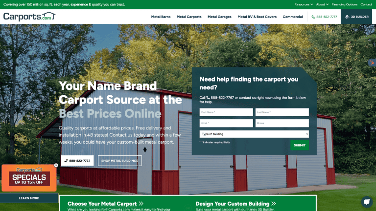 carports.com new site
