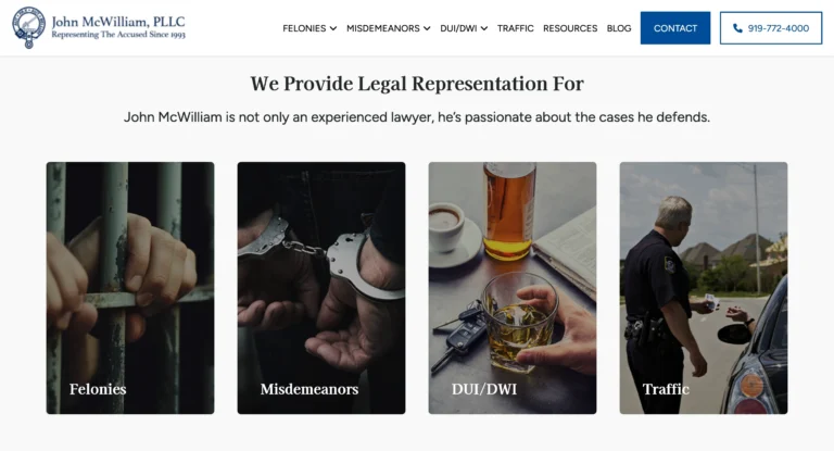 raleigh criminal lawyers website redesign