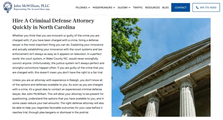 raleigh criminal lawyers website redesign
