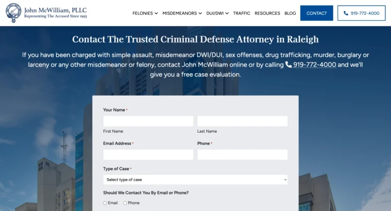 raleigh criminal lawyers website redesign