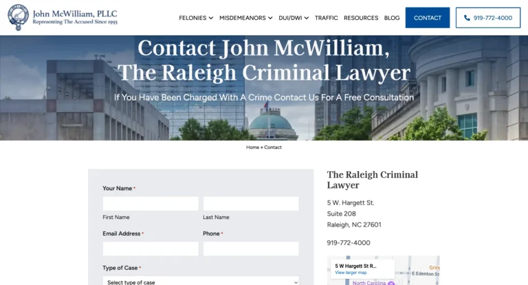 raleigh criminal lawyers website redesign