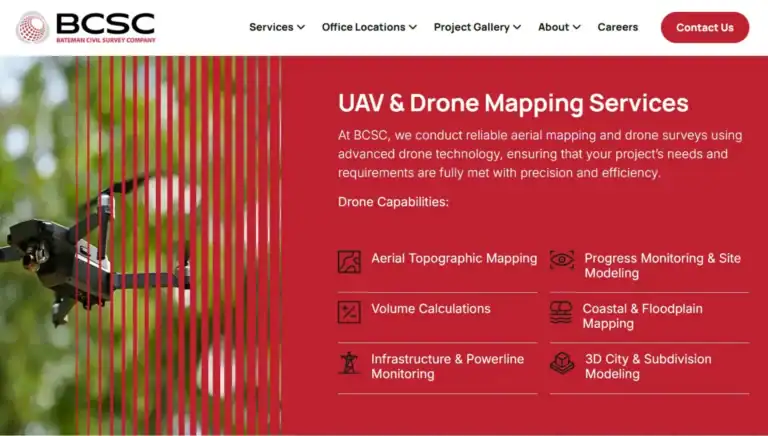website after redesign Bateman civil survey