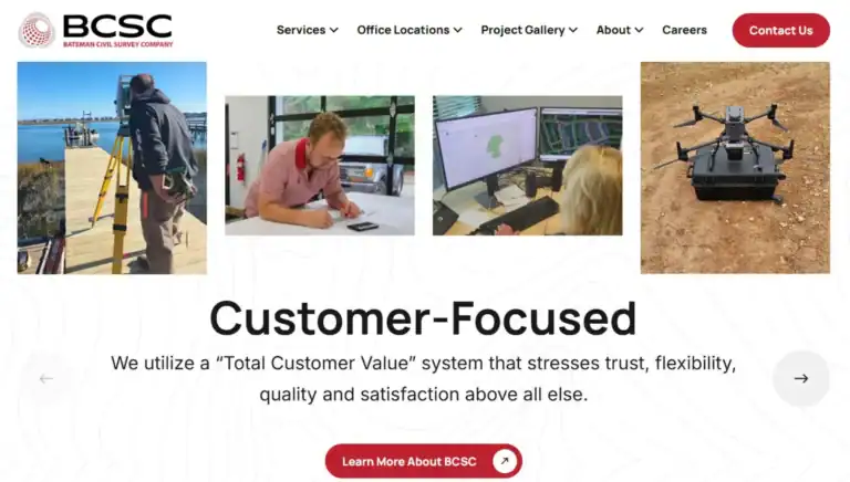 Bateman civil survey company new website redesign