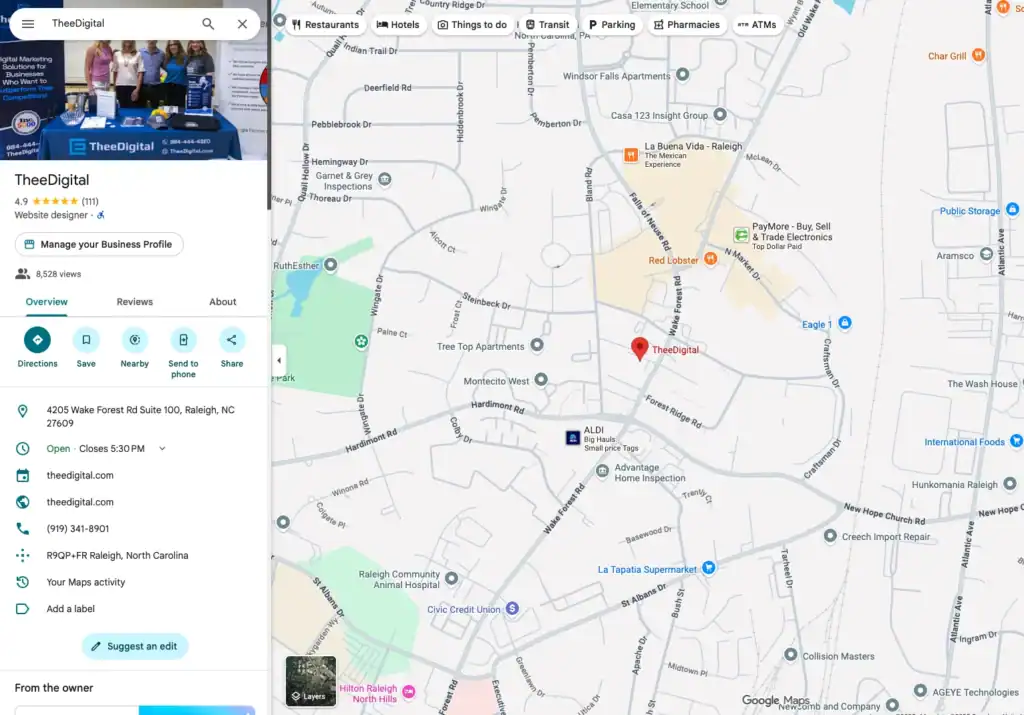 TheeDigital Google Business Profile done with a location pin