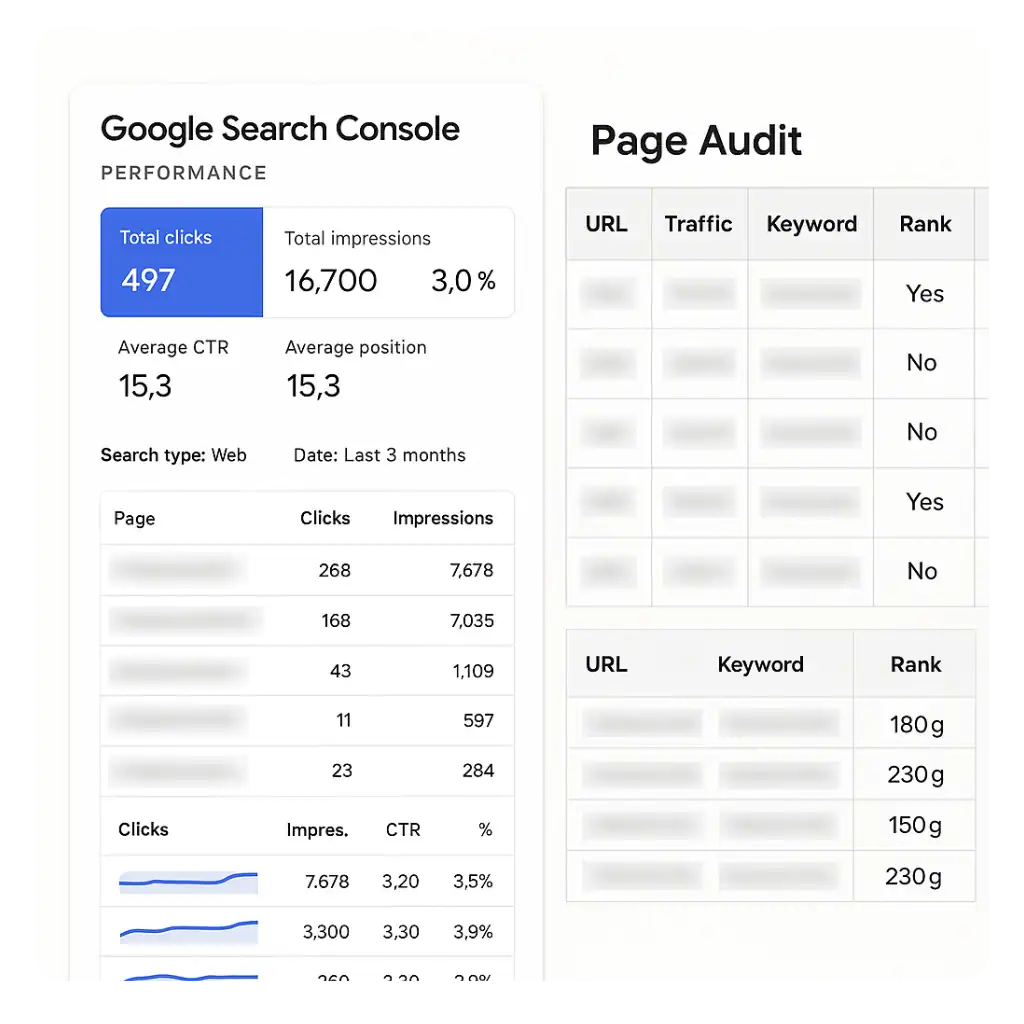 google search and page audit
