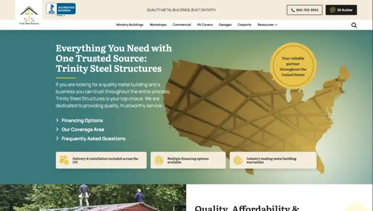 Trinity steel buildings new website design 3