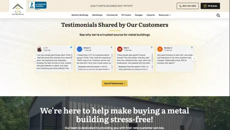 Trinity steel buildings new website design 5