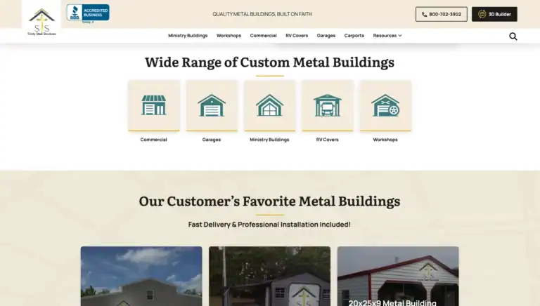 Trinity steel buildings new website design 7