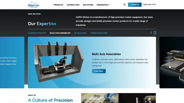 Web Design for a Precision Motion Equipment Manufacturer