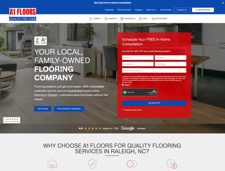 A1 floors new website mockup