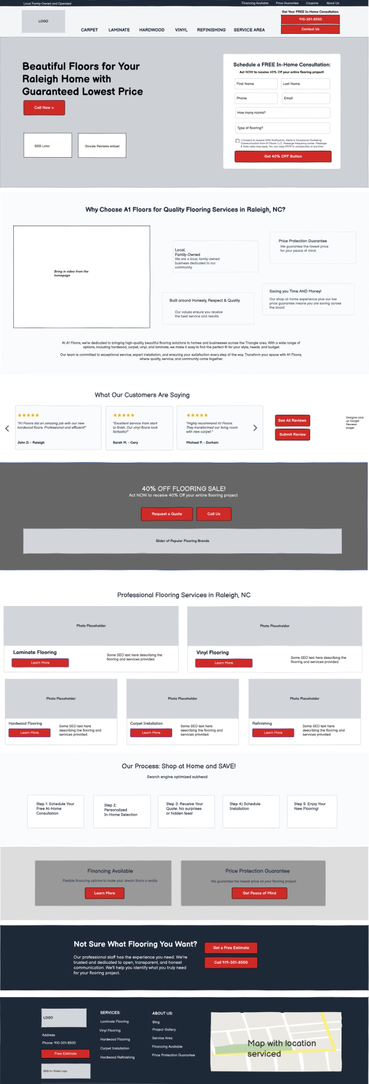 A1 floors wireframe mockup