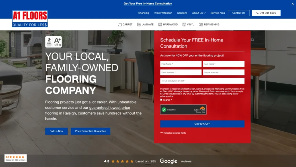 a1 floors new website