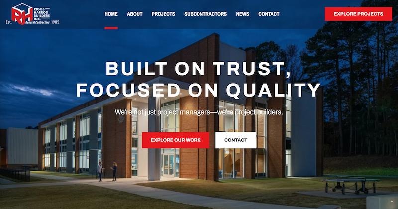 Riggs-Harrod Builders construction website