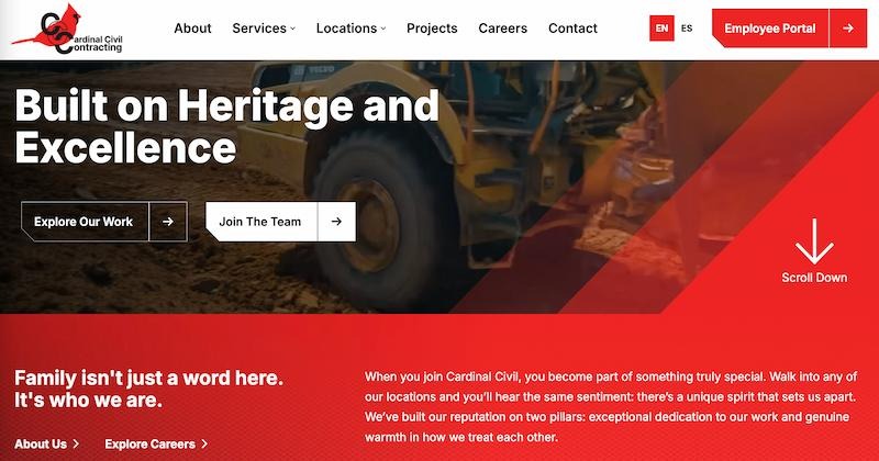 Cardinal Civil Contracting construction website