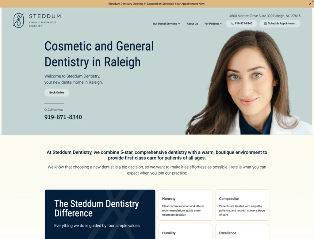 steddum family and restorative dentistry new website mockup (1)